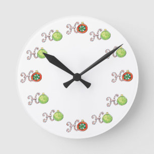 Relógio Redondo Fofo Natal Ho Ho Ho, Doces Canudos Enfeites