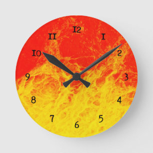 Relógio Redondo Fogo vermelho e amarelo ardente
