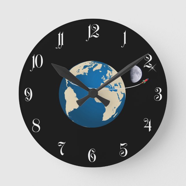 Relógio Redondo Foguete espacial (Frente)