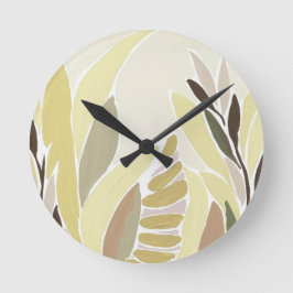 Relógio Redondo Folhas Amarelas