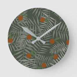 Relógio Redondo Folhas de Palma e Laranjas