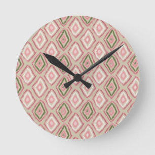 Relógio Redondo folk, padrão ikat