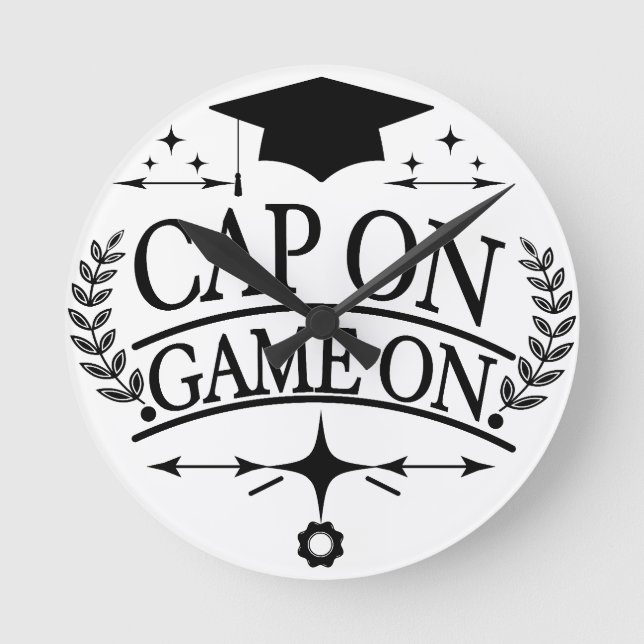 Relógio Redondo Formatura Cap On Game On (Frente)