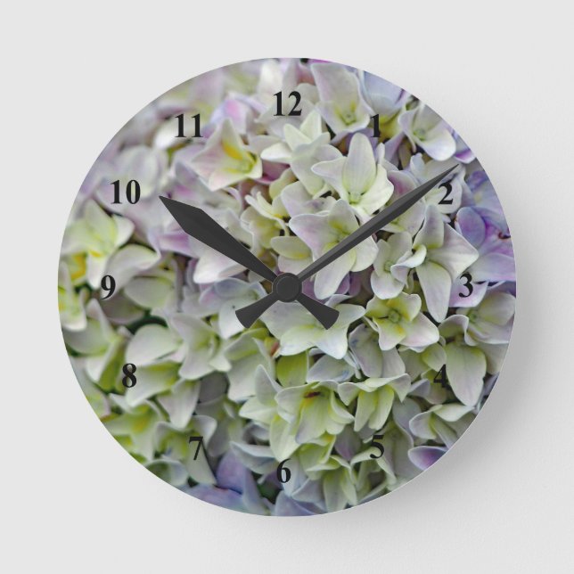 Relógio Redondo Foto de Flores de Hydrangea de Lavanda bonito (Frente)