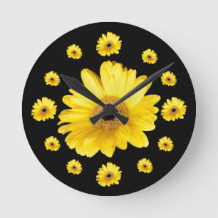 Relógio Redondo Fotografias de Gerber Daisy Amarelo