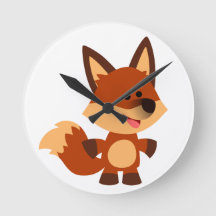 Fox Wall Clock - Cartoon Bonito