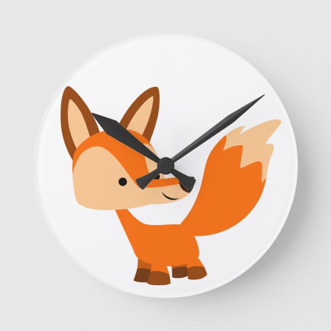 Relógio Redondo Fox Wall Clock de Cartoon Bonito (Frente)
