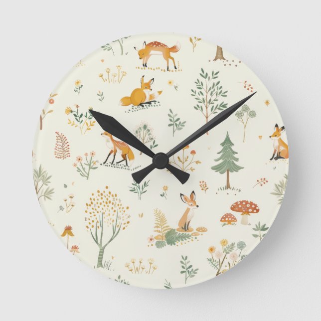 Relógio Redondo "Foxy Charm Wall Clock" (Frente)