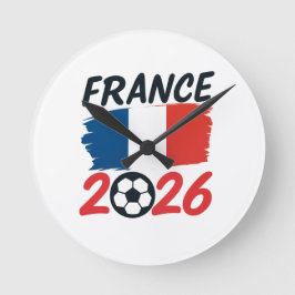 Relógio Redondo France 2026 Soccer Fan Design Flag Colors