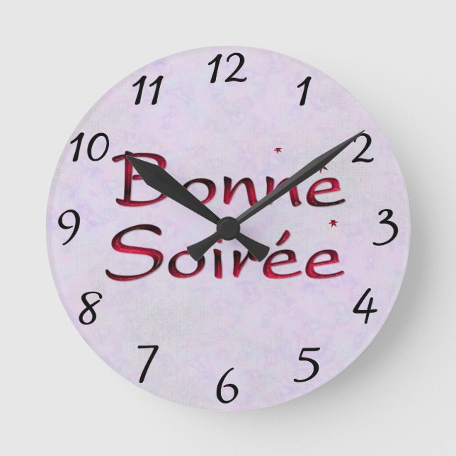 Relógio Redondo Francês: Bonne Soiree Round Clock (Frente)