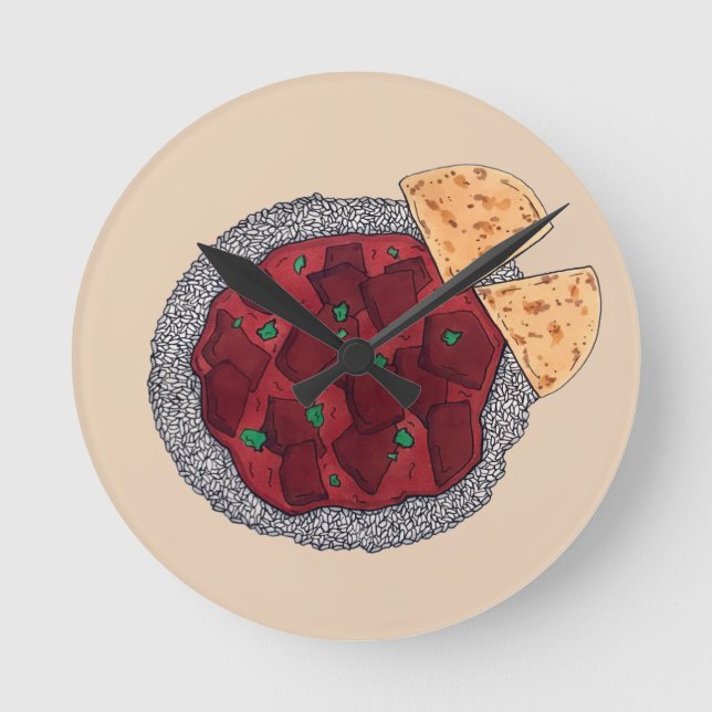 Relógio Redondo Frango índio de Takeaway Comida Britânica Tikka Ma (Frente)