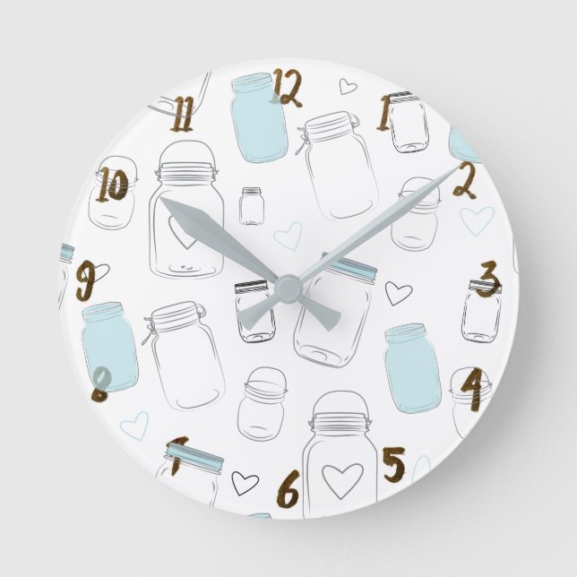 Relógio Redondo Frascos de pedreiro rústicos do país (Frente)