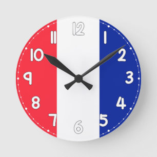 Relógio Redondo French Flag Wall Clock - Flag of France