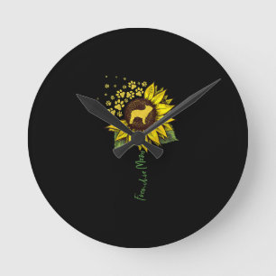 Relógio Redondo Frenchie Sunflower Mãe Bulldog Francês Gift
