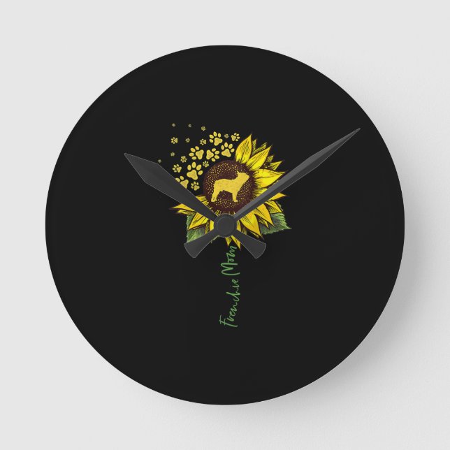 Relógio Redondo Frenchie Sunflower Mãe Bulldog Francês Gift (Frente)