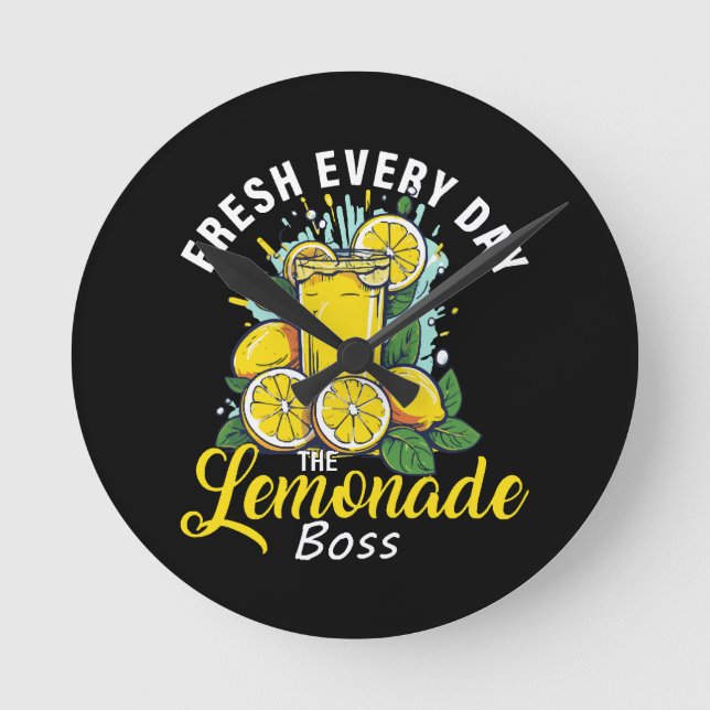 Relógio Redondo Fresco Todos os Dias O Chefe da Limonada (Frente)