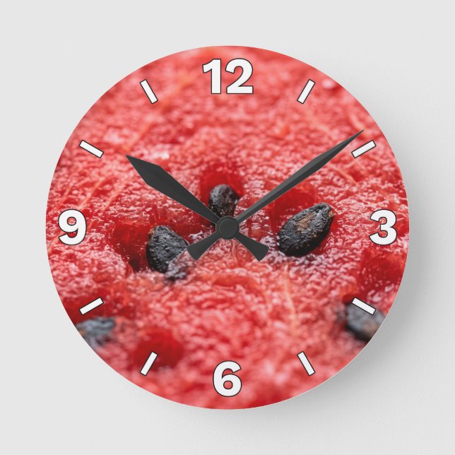 Relógio Redondo Fresh Watermelon Pulp Macro Texture Kitchen Decor (Frente)