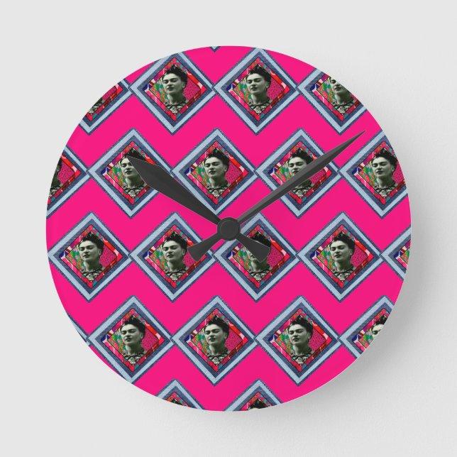 Relógio Redondo Frida Kahlo Retro Denim Diamond (Frente)