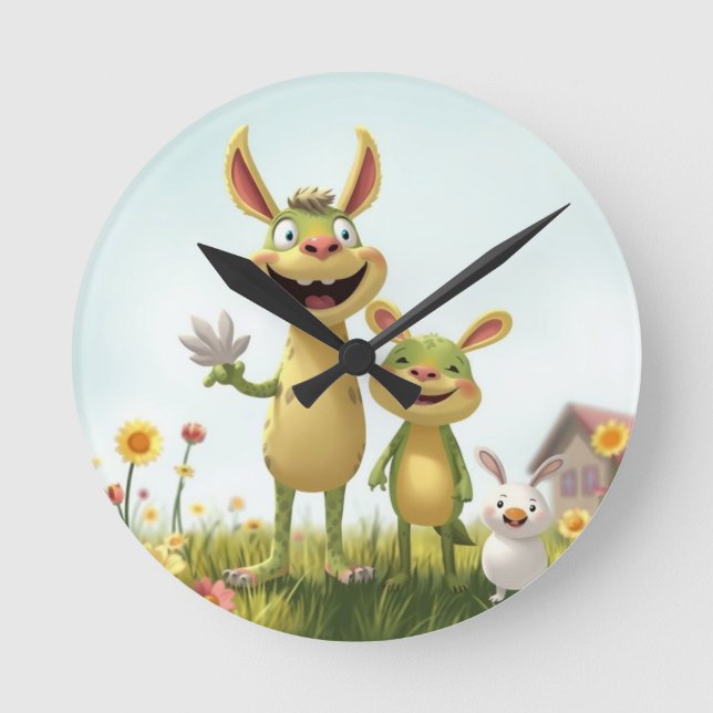 Relógio Redondo Fröhliche Wiesengang – Bunte Tierfreunde im Frühli (Frente)