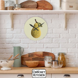 Relógio Redondo Fruta de pera verde amarela verde-avó moderna