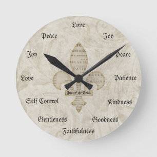 Relógio Redondo Fruta do vintage cristão das virtudes do espírit