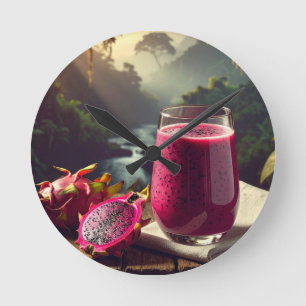 Relógio Redondo FRUTA DRAGÃO VERMELHA (Pitahaya Vênus) - FRUTAS EX