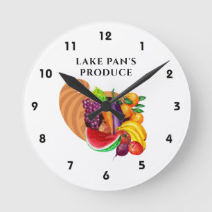 Relógio Redondo Fruta Vegetables Produz Logotipo Cornucopia da Loj