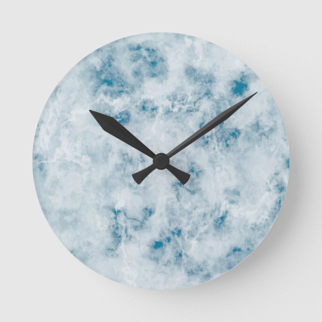 Relógio Redondo Fundo de Textura Azul Marble (Frente)