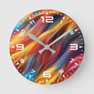 Relógio Redondo Fundo de Textura Colorida com Peles - 68454