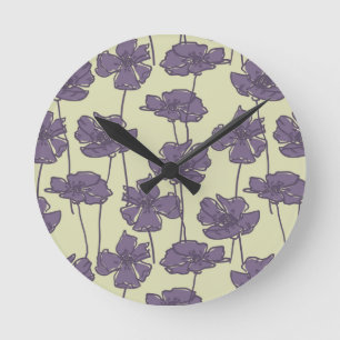Relógio Redondo Fundo floral do teste padrão do vintage da arte