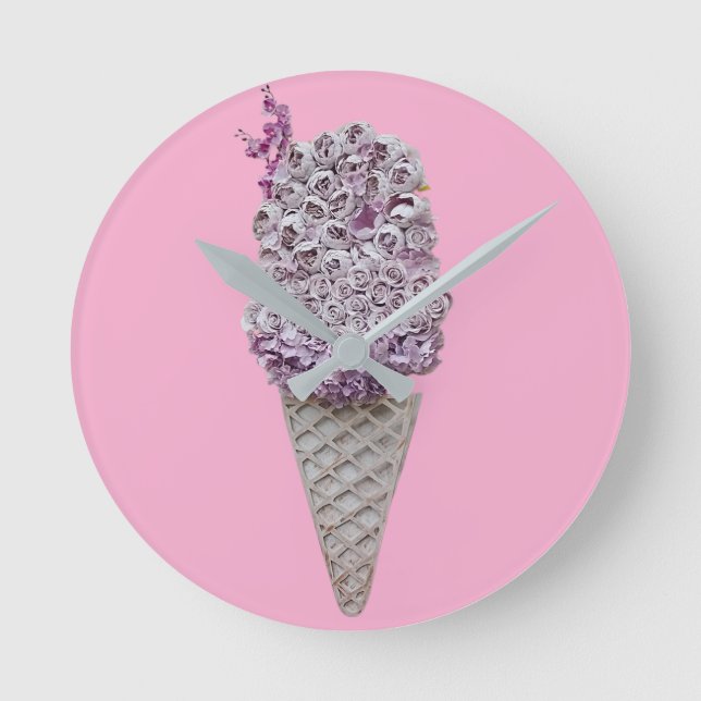 Relógio Redondo funil rosa (Frente)