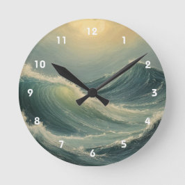 Relógio Redondo Fúria do Oceano no amanhecer