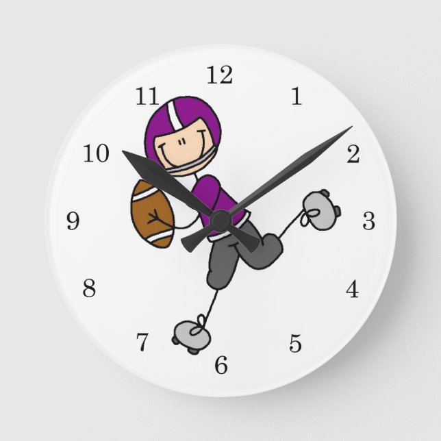 Relógio Redondo Futebol de Boneco Roxo (Frente)