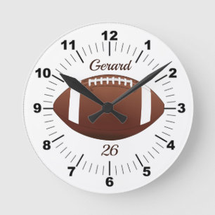 Relógio Redondo Futebol Marrom editável com nome e número da equ