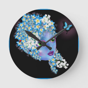 Relógio Redondo GAIA Mãe Terra Fantasia Pagan Art de LeahG