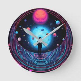 Relógio Redondo Galaxy Aesthetic Wall Clock – Outer Space Room Déc