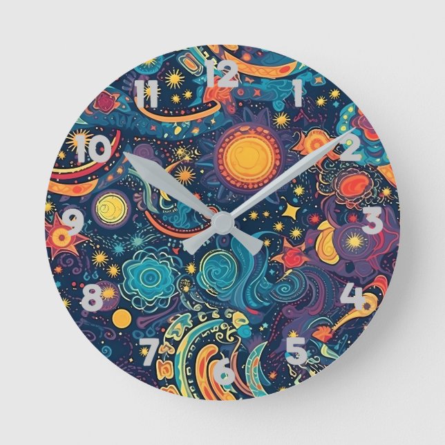 Relógio Redondo Galaxy Art Wall Clock (Frente)