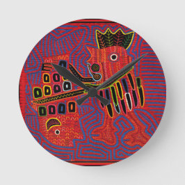 Relógio Redondo Galo Escamando um Peixe com um Faca de Machete