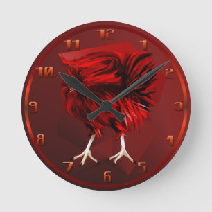 Relógio Redondo Galo vermelho quente Wallclock