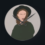 Relógio Redondo Garota Abstrato minimalista moderna no chapéu<br><div class="desc">Ilustração original - perfeita para decorar a sua casa ou para oferecer</div>