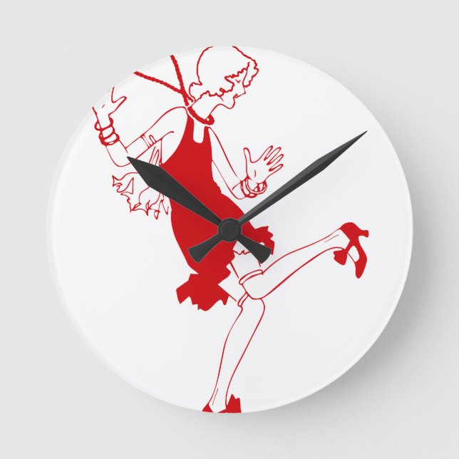 Relógio Redondo garota vermelha (Frente)