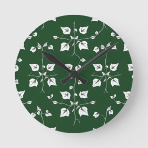 Relógio Redondo Garrafa Folha de Heras Botânico Verde Floresta Ant