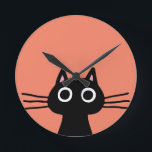 Relógio Redondo Gato de Gatinho Preto e Simples com Gaguetas Longa<br><div class="desc">Gato gatinho preto e esquisito com olhos grandes e bigodes compridos. Adicione um pouco de reluz a uma chata parede do vazio com este relógio de arte bicho-branco. Divertido para o quarto de uma criança ou qualquer espaço que possa usar um gato legal. Faz um presente perfeito! Visite o Doodle...</div>