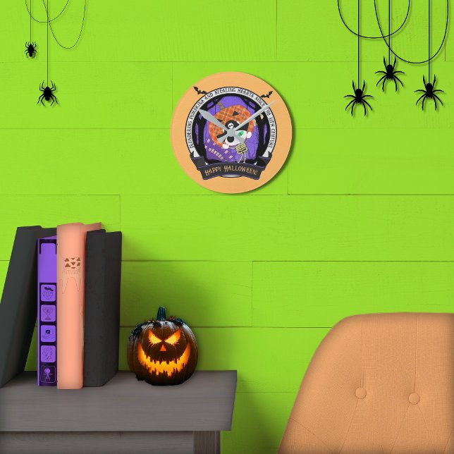 Relógio Redondo Gato esqueleto pirata na parede  (Pirate skeleton cat Wall Round Clock)