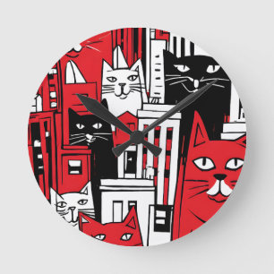 Relógio Redondo Gatos em Nova York