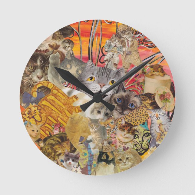 Relógio Redondo Gatos uma abundância (Frente)