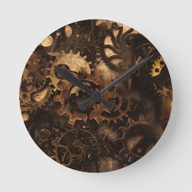 Relógio Redondo Gear Changer - Ursos e Cogas Steampunk (Frente)