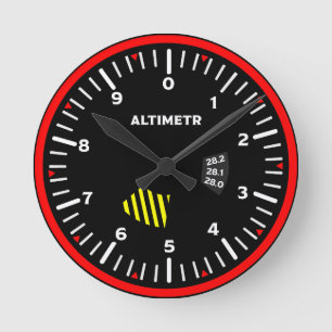 Relógio Redondo Geek de Aviação do Piloto Altimetro
