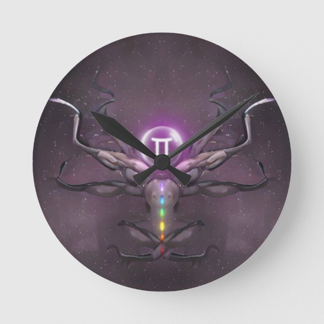 Relógio Redondo Gemini Horoscope Sinal Wall Clock (Frente)