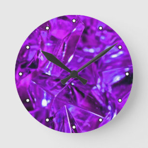 Relógio Redondo Gemstone Roxo Crystal Ametyst com Pontos